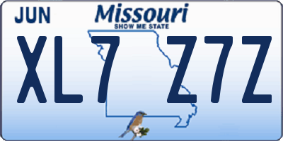 MO license plate XL7Z7Z