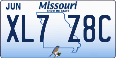 MO license plate XL7Z8C