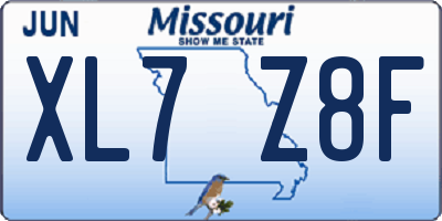 MO license plate XL7Z8F