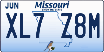 MO license plate XL7Z8M