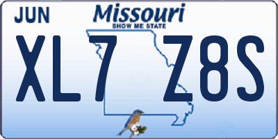 MO license plate XL7Z8S
