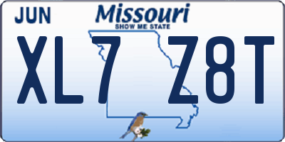 MO license plate XL7Z8T