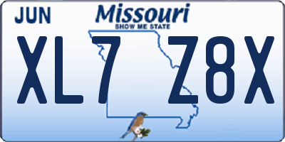 MO license plate XL7Z8X