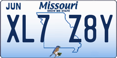 MO license plate XL7Z8Y