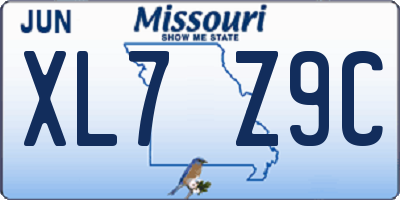 MO license plate XL7Z9C