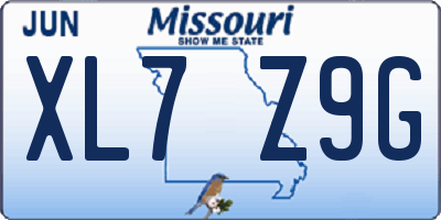 MO license plate XL7Z9G