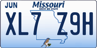 MO license plate XL7Z9H