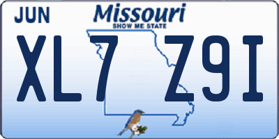 MO license plate XL7Z9I