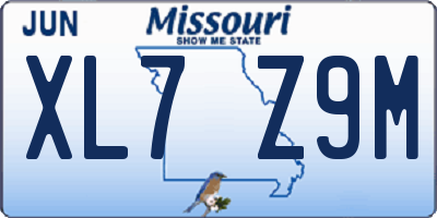 MO license plate XL7Z9M