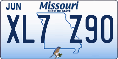 MO license plate XL7Z9O