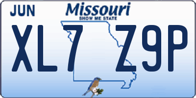 MO license plate XL7Z9P