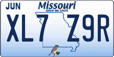 MO license plate XL7Z9R