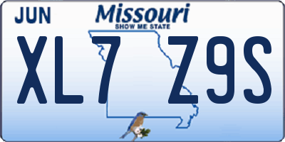 MO license plate XL7Z9S