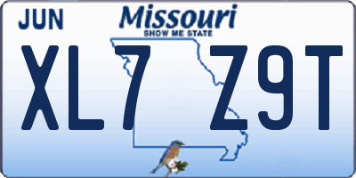 MO license plate XL7Z9T