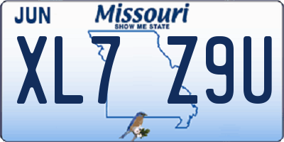 MO license plate XL7Z9U