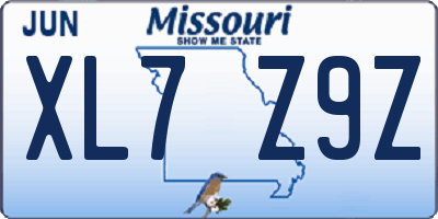 MO license plate XL7Z9Z