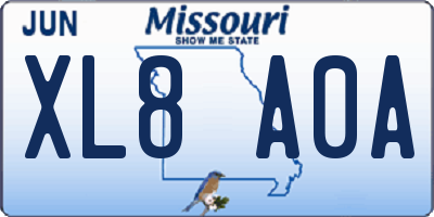 MO license plate XL8A0A
