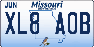 MO license plate XL8A0B