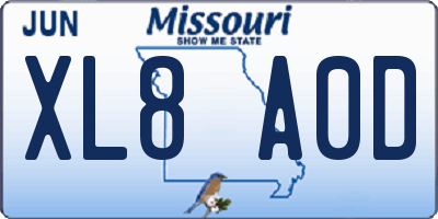 MO license plate XL8A0D