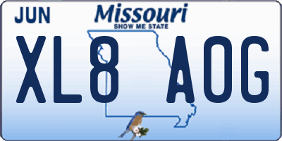 MO license plate XL8A0G