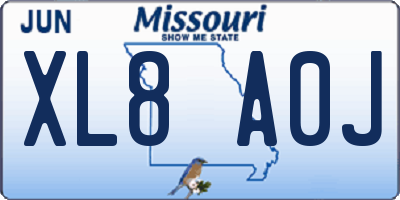 MO license plate XL8A0J