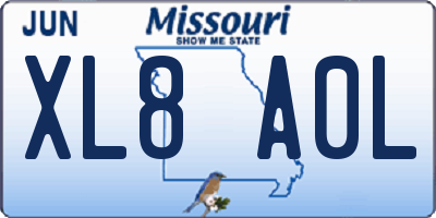 MO license plate XL8A0L