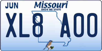 MO license plate XL8A0O