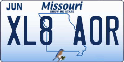 MO license plate XL8A0R