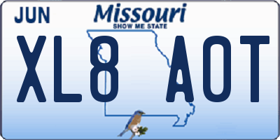 MO license plate XL8A0T