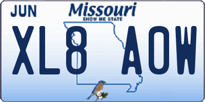 MO license plate XL8A0W