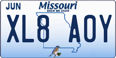 MO license plate XL8A0Y
