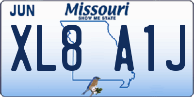 MO license plate XL8A1J