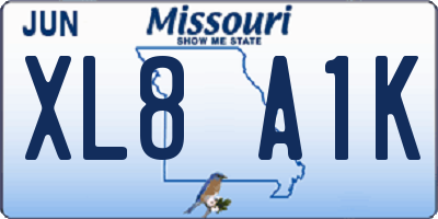 MO license plate XL8A1K