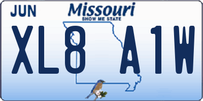 MO license plate XL8A1W