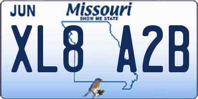 MO license plate XL8A2B