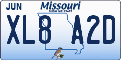 MO license plate XL8A2D