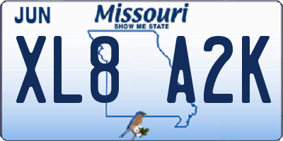 MO license plate XL8A2K