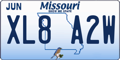 MO license plate XL8A2W
