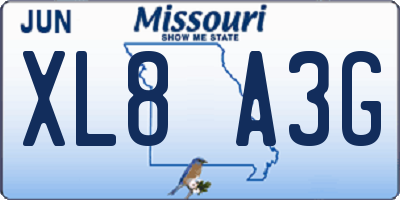 MO license plate XL8A3G
