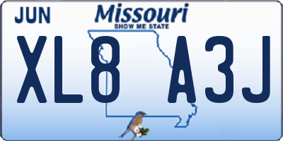 MO license plate XL8A3J