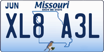 MO license plate XL8A3L