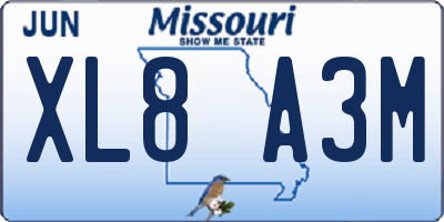 MO license plate XL8A3M
