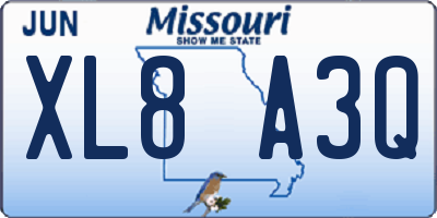 MO license plate XL8A3Q