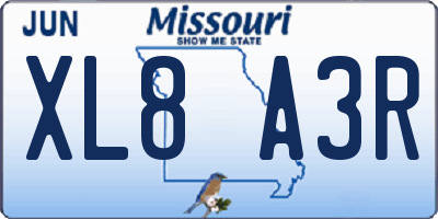 MO license plate XL8A3R
