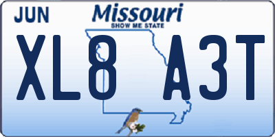 MO license plate XL8A3T