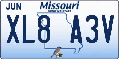 MO license plate XL8A3V