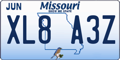 MO license plate XL8A3Z