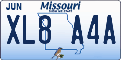 MO license plate XL8A4A