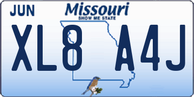 MO license plate XL8A4J