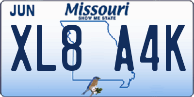 MO license plate XL8A4K